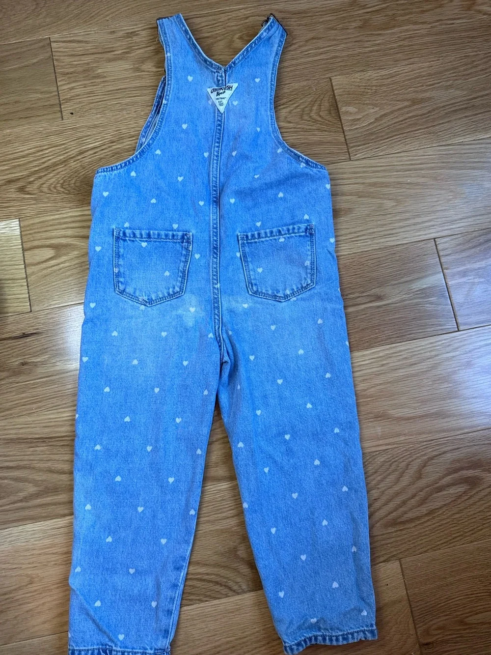 OshKosh B'gosh Light Blue Heart-Print Girls Jeans Overalls